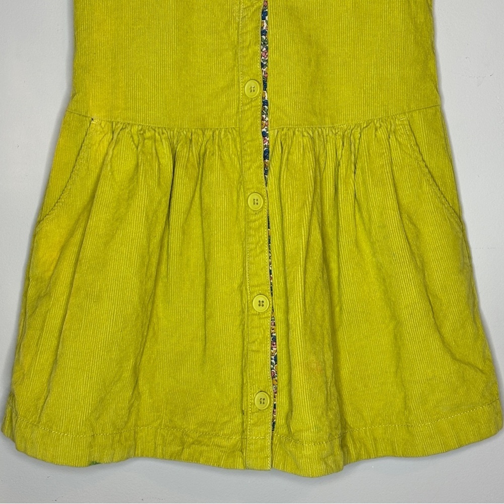 Mini Boden Lime Green Corduroy Button Through Pinafore‎ Dress Size 9-10 Years - Picture 4 of 8